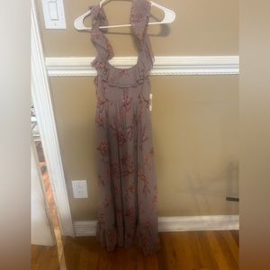 Light Purple Ruffle Sleeve Maxi dress